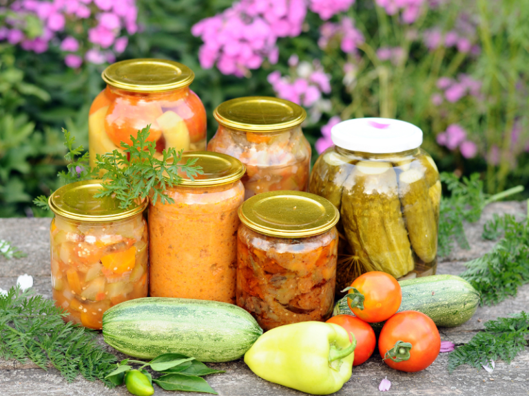 Jars of preserved foods.